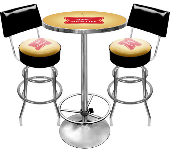 Ultimate Miller High Life Pub Table and Stools with Back