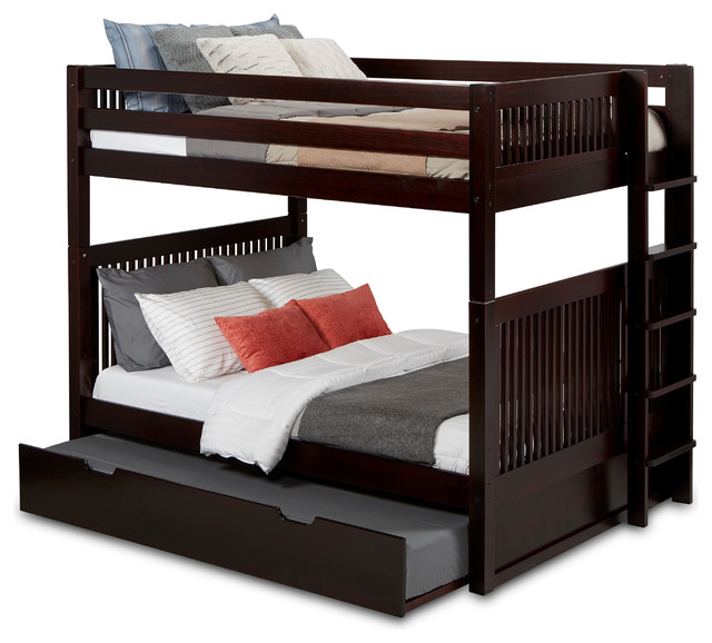 Full Over Bunk Bed With Twin Trundle Mission Headboard Ladder Full Over Bunk Bed With Twin Trundle Mission Headboard Ladder Transitional Beds By Camaflexi