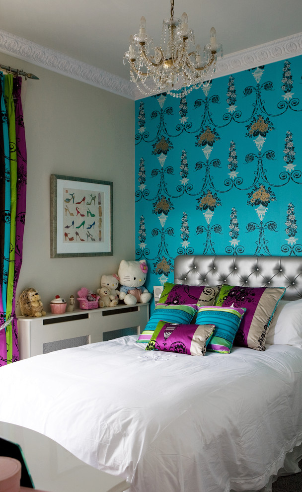 Inspiration for a traditional kids' bedroom for kids 4-10 years old and girls in Dublin with blue walls.