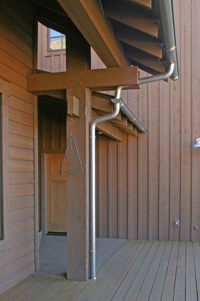 Entryway - large rustic entryway idea in Denver