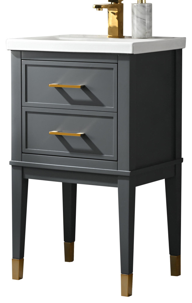Clara 20" Single Sink Bathroom Vanity Set, Gray Transitional Bathroom Vanities And Sink