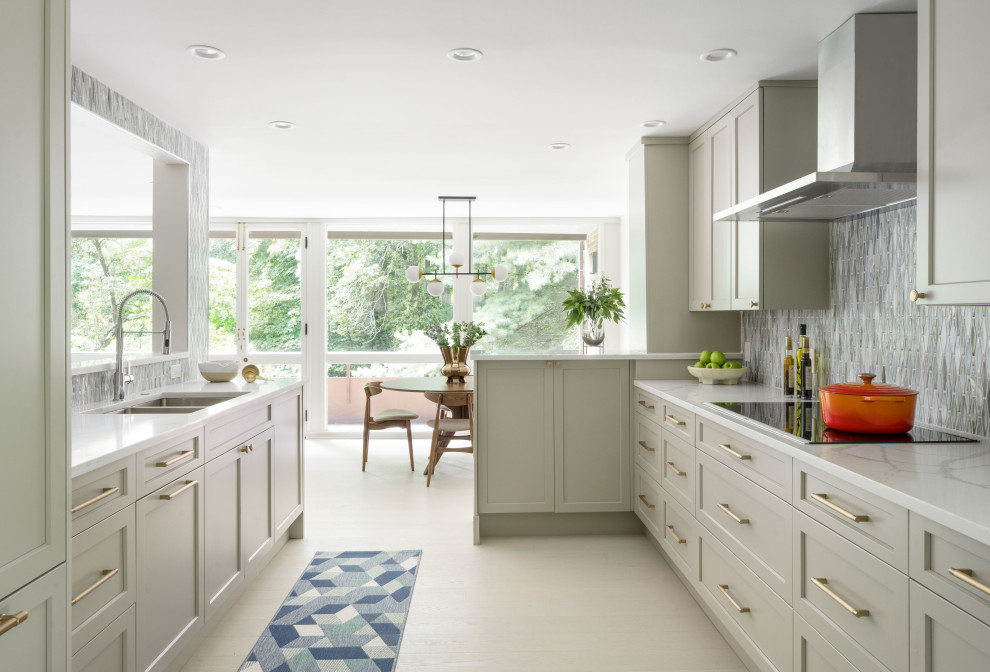 Example of a transitional kitchen design in Boston