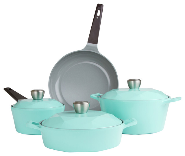 Carat 7Piece Ceramic Cookware Set, Fresh Green Contemporary