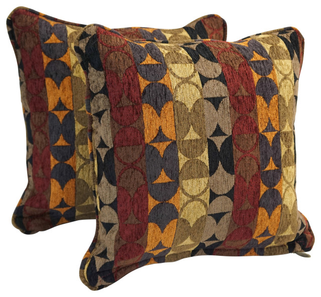 18" DoubleCorded Jacquard Chenille Square Throw Pillows Set of 2 Broken Circles Contemporary