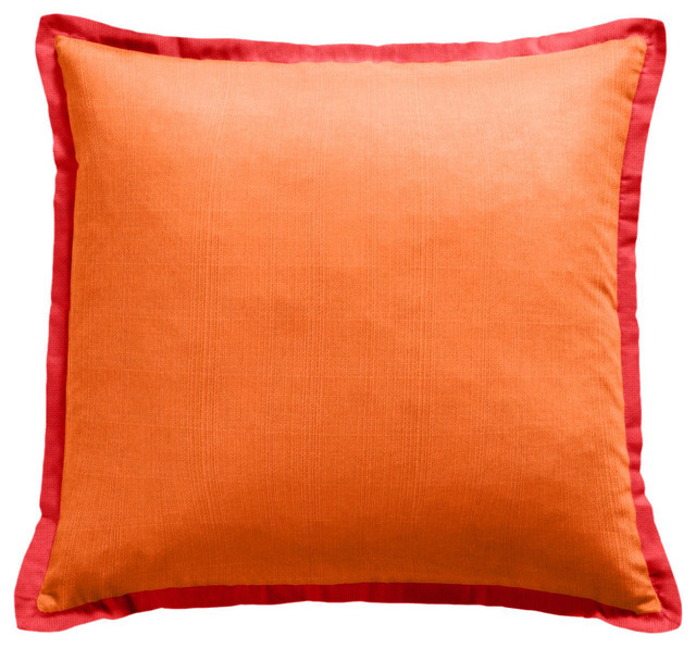 Orange Outdoor Pillow with Coral Flange