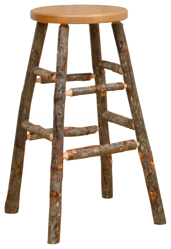 Hickory Log Small Kitchen Stool Rustic Bar Stools And Counter