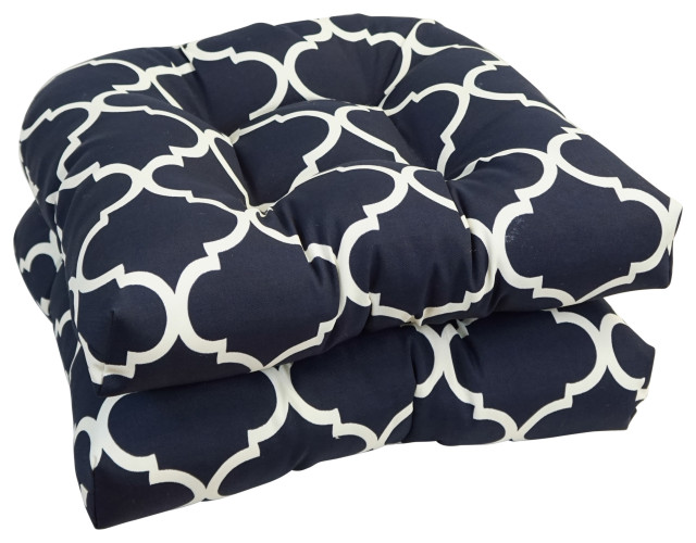 19" UShaped Dining Chair Cushions, Set of 2, Landview Navy