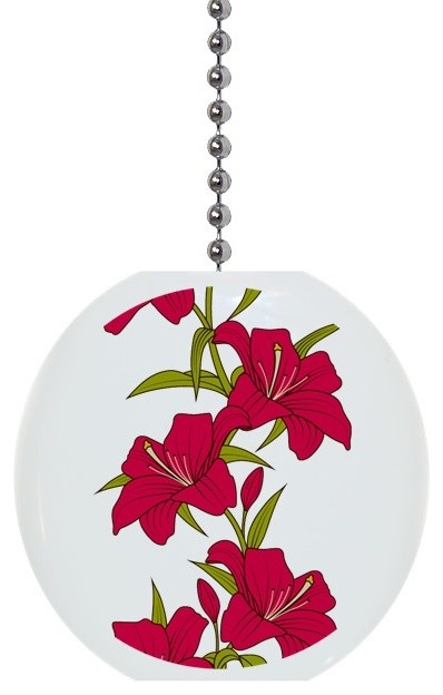 Pink Water Lillies Flower Ceiling Fan Pull Contemporary
