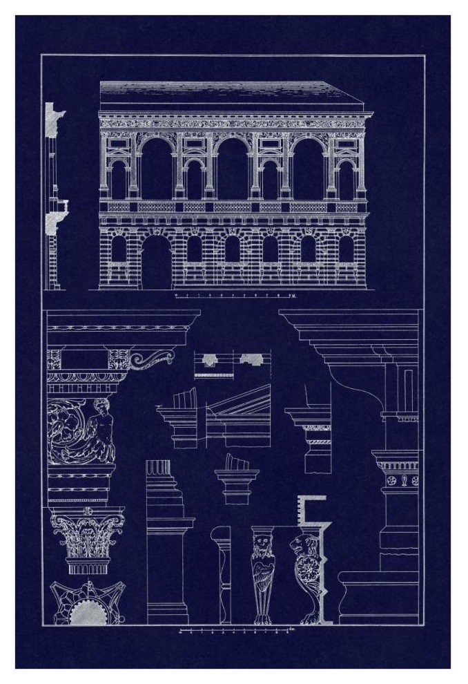 Palazzo Bevilacqua at Verona (Blueprint)" Paper Print by J. Buhlmann,  14"x20" - Industrial - Prints And Posters - by Global Gallery | Houzz