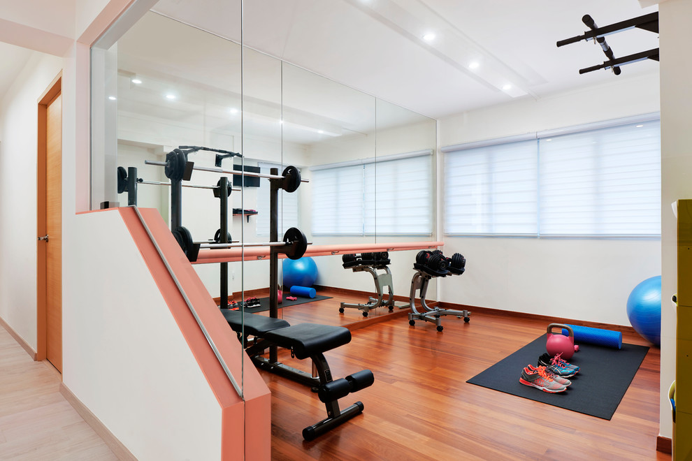 This is an example of a scandinavian home gym in Singapore.