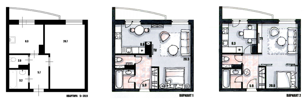 Было-стало. Эскизы перепланировок.