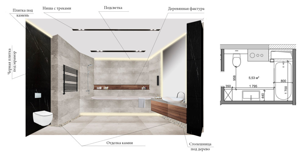 Коллажи проекта 3-х комнатной квартиры