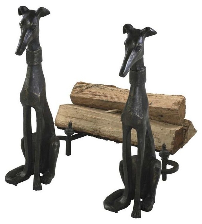 Cyan Design 01855 Dog Fireplace Andirons Bronze Set Of 2