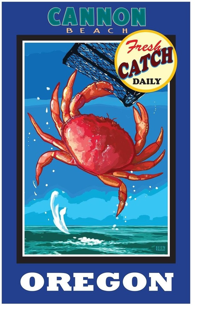 Joanne Kollman Cannon Beach Oregon Dungeness Crab Art Print, 30"x45"