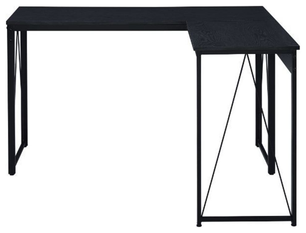 Metal Frame Writing Desk, Weathered Oak and Black Industrial Desks