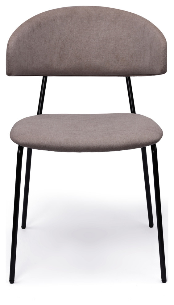 Eartha Dining Chair, Gray Upholstered Seat Set of 2 Industrial Dining Chairs by Makers Houzz