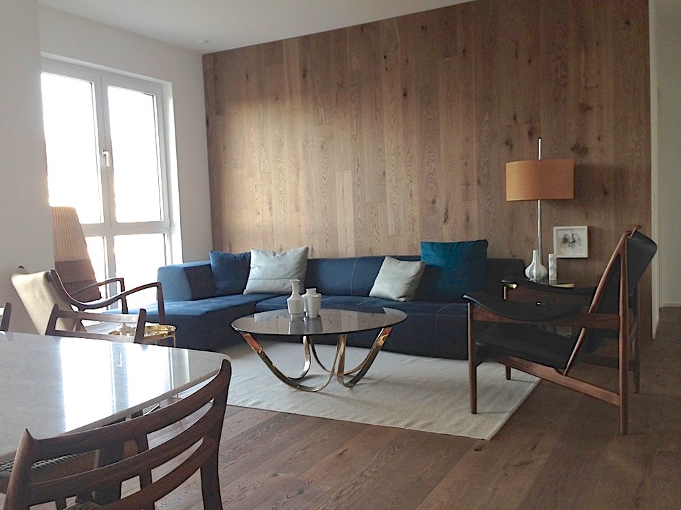 Mittelgroßes, Offenes Retro Wohnzimmer in Berlin