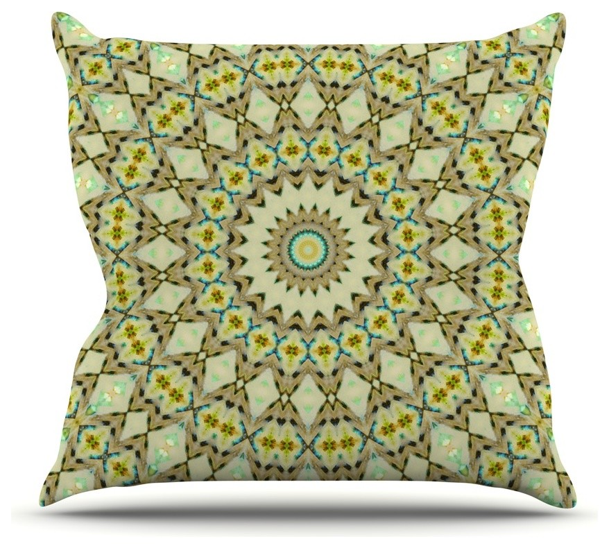 Iris Lehnhardt "Kaleidoscope Green" Geometric Throw Pillow, 26"x26"
