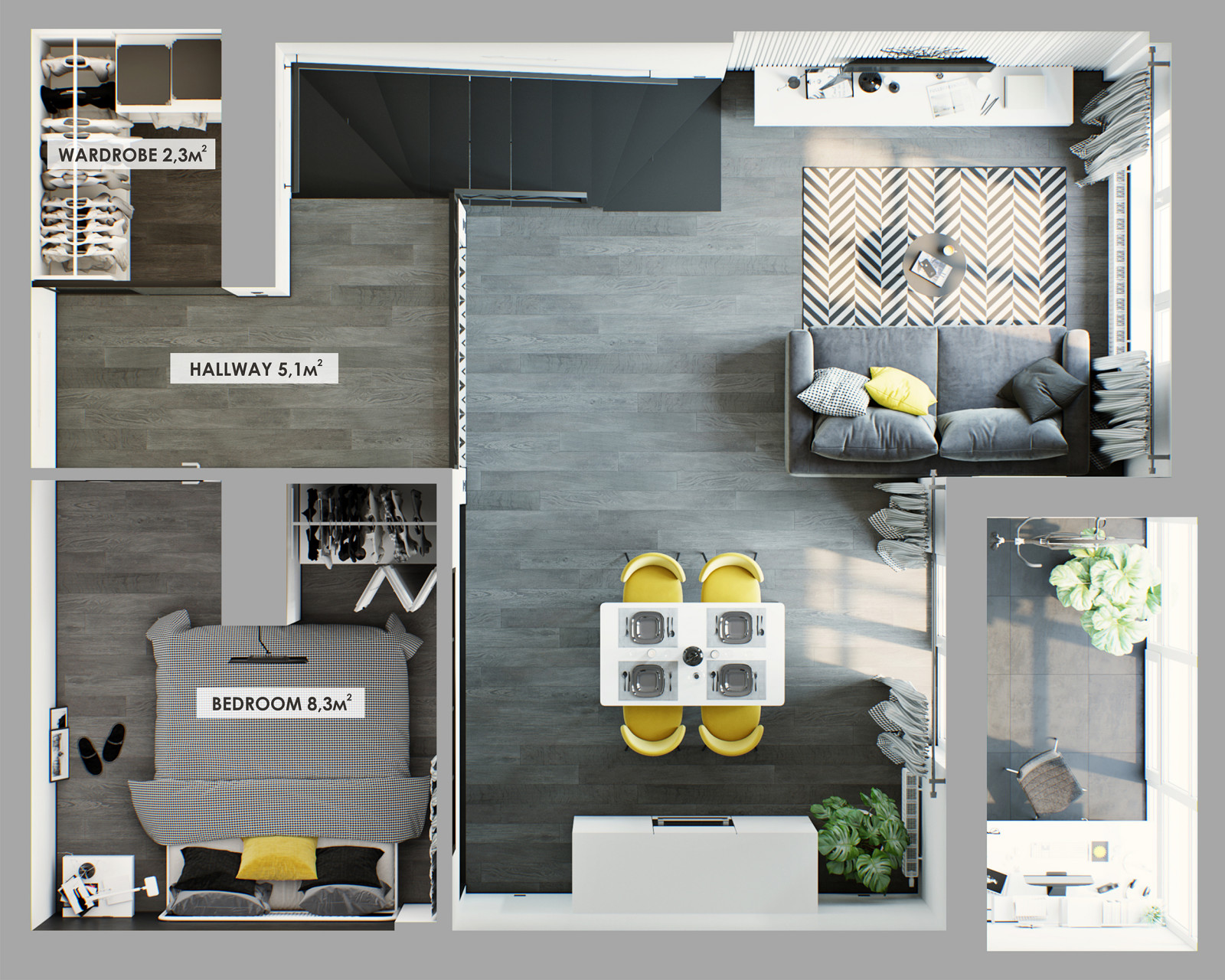 Антресольный этаж в квартире-студии