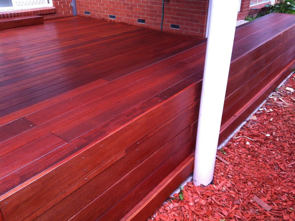 This is an example of a large contemporary deck in Melbourne.
