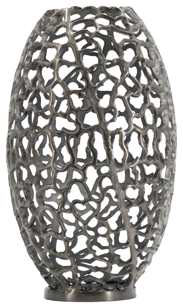 Aluminum Coral Barrel Vase 10.5x10.5x19"