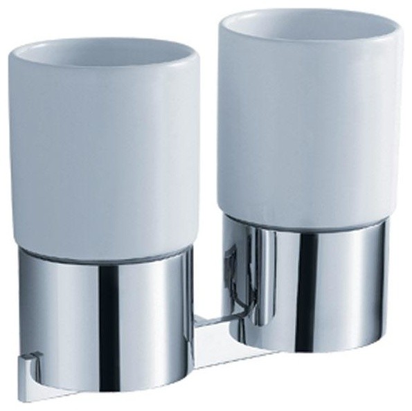 Kraus Aura Bathroom Accessory Double Ceramic Tumbler Holder