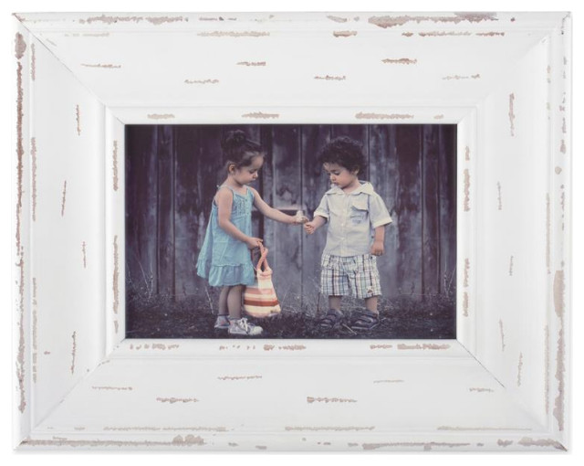 DII 5x7" Farmhouse Wood and Glass Decor Picture Frame in Distressed