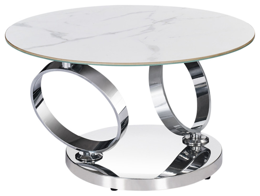 Motion Coffee Table With Ceramic Top and Stainless Steel Base ...