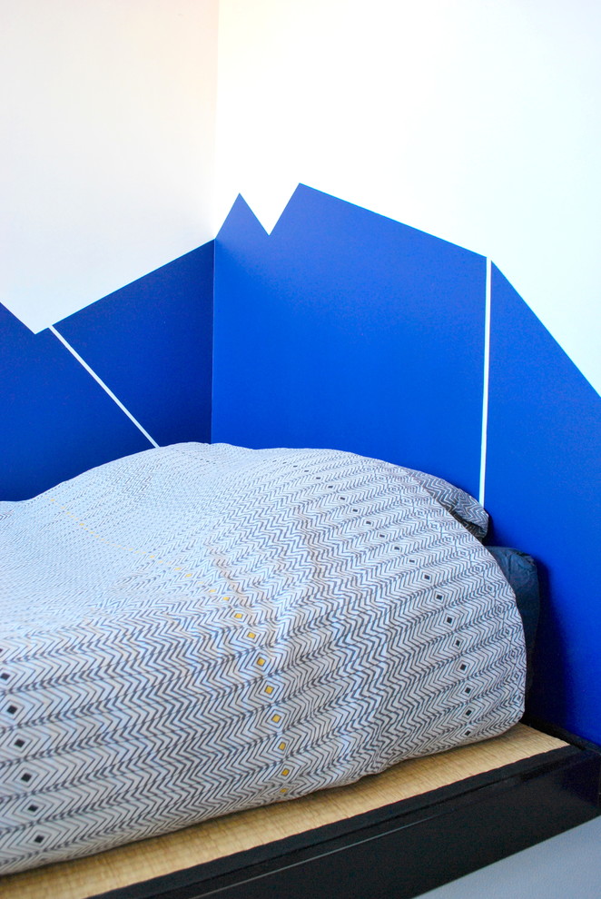 Fresque murale géométrique, tête de lit.