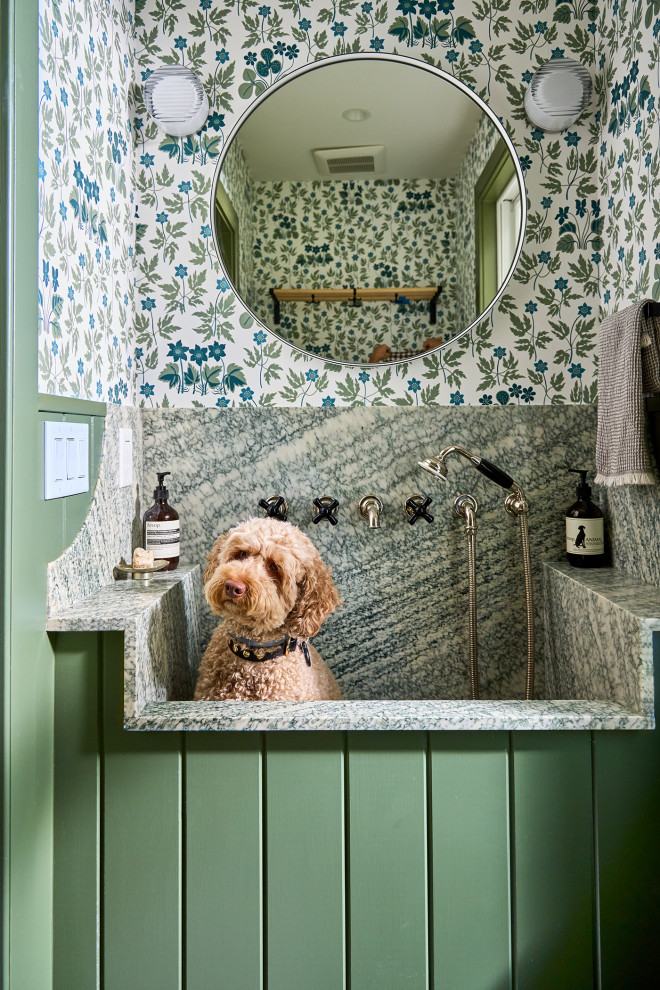 Danish powder room photo in New York