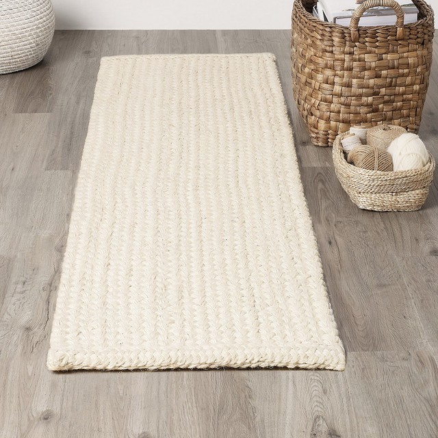 Bleached Jute Braided Runner Rustic Hall & Stair Runners by The