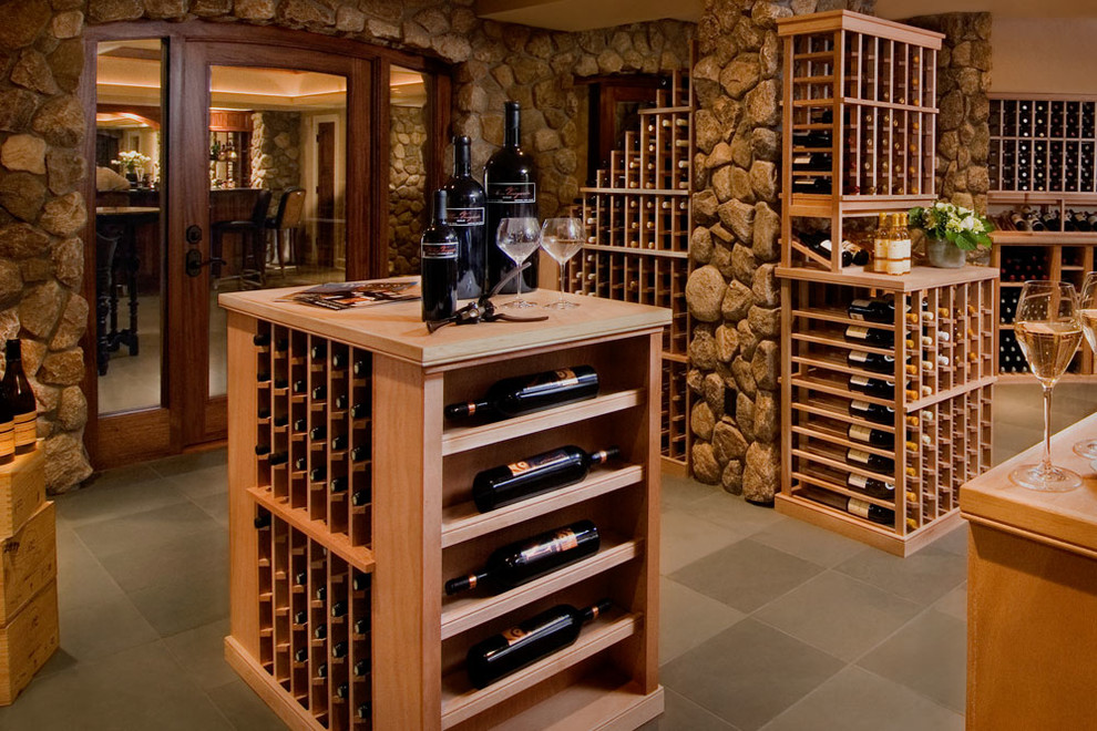 This is an example of a modern wine cellar in Boston.