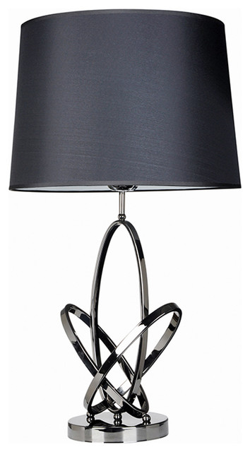 Elegant Designs Mod Art Polished Chrome, Chrome Table Lamp With Black Shade