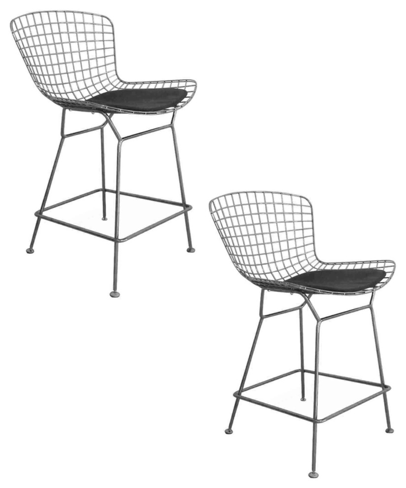 Shuttle Counter Stool, Set of 2 Contemporary Bar Stools And Counter