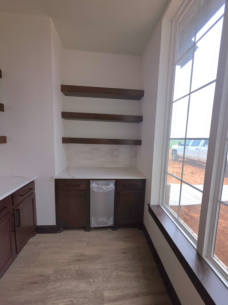 Pantry with floating shelves & Quartz Countertops