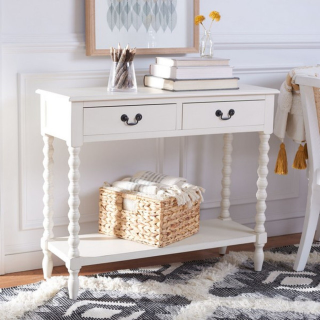 Thelma 2 Drawer Console Table Distressed White - French Country ...