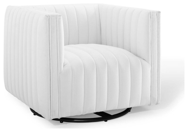 Perception Tufted Swivel Upholstered Armchair, White