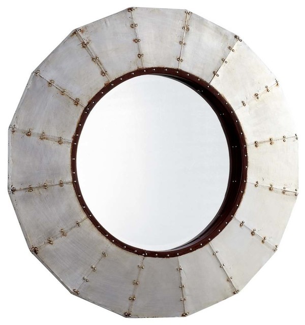 Industrial Wall Mirror cyan design steel wheel round mirror, raw steel - industrial Industrial Wall Mirror cyan design steel wheel round mirror, raw steel - industrial