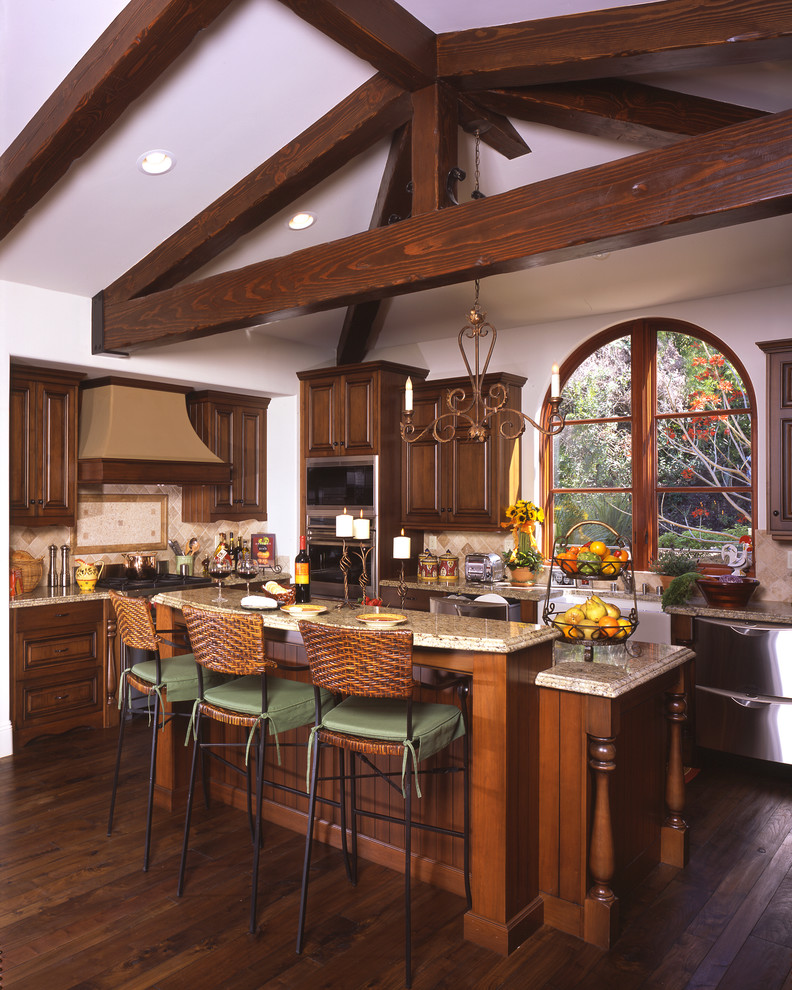 Traditional kitchen in San Diego with stainless steel appliances.
