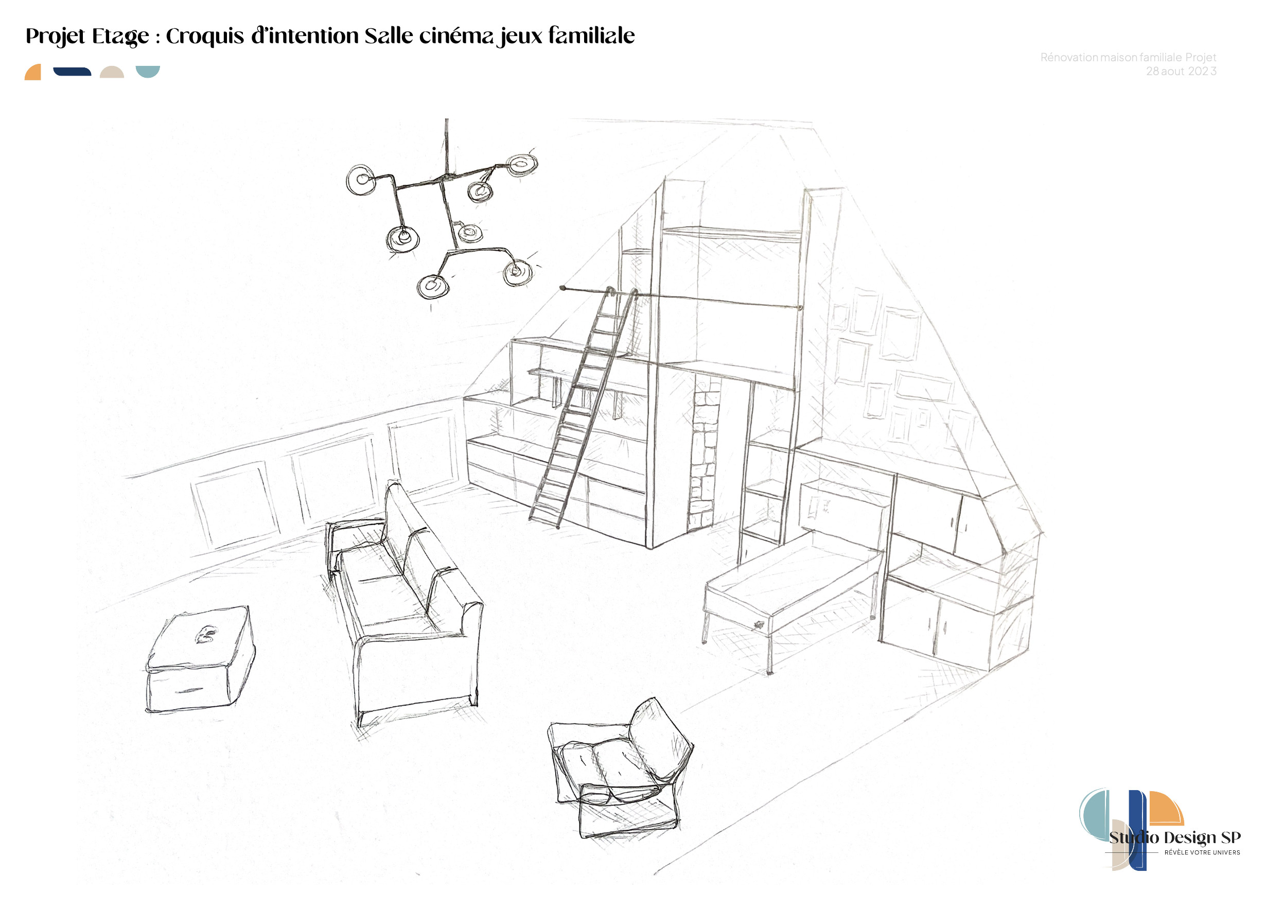 Design d'espace organisation de l'ensemble du RDC et étage pour une rénovation