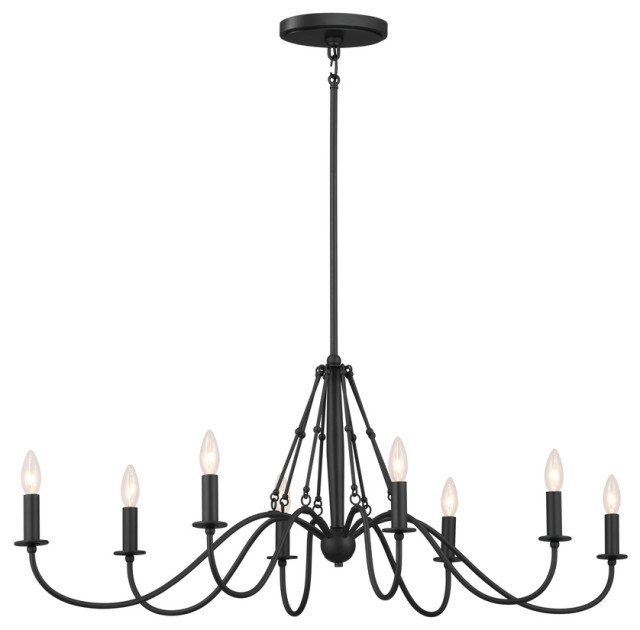 Freesia 8-Light Transitional Chandelier in Textured Black