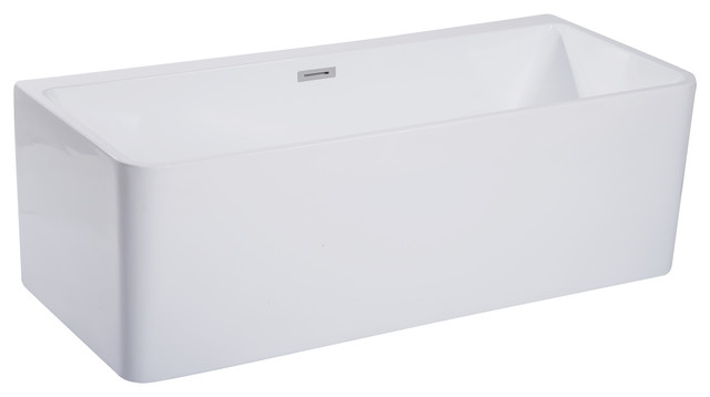 AB8859 67 inch White Rectangular Acrylic Free Standing Soaking Bathtub