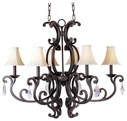 Richmond Colonial Umber 23-Inch Wide Six-Light Chandelier