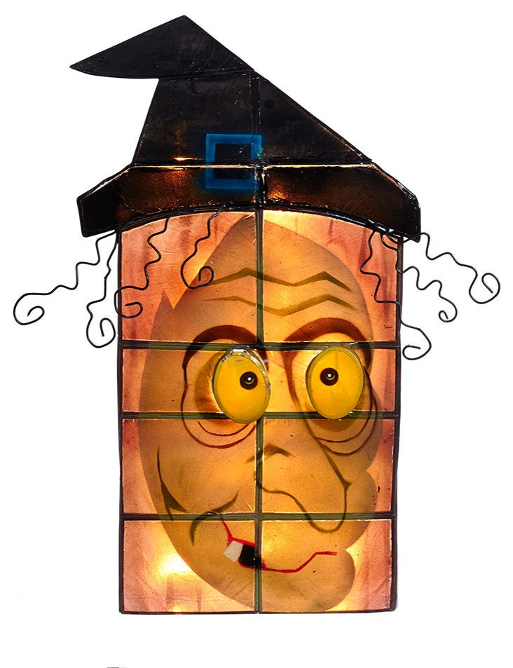 10 Light, Capiz Halloween Witch Design Tabletop, 9.5'' Holiday