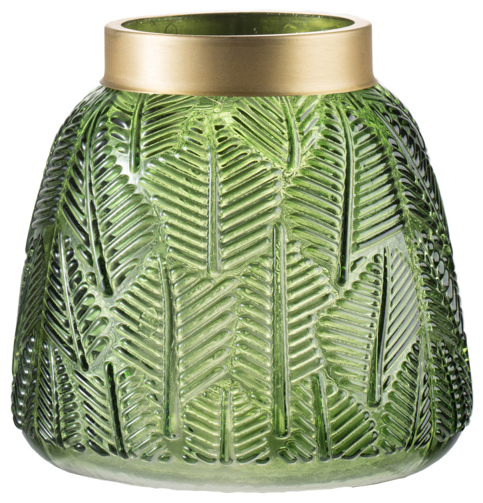 Fern Vase in Green And Gold - Tropical - Vases - by Fantastic Decor LLC