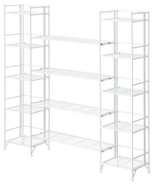 Xtra Storage 5 Tier Folding Metal Shelves With Set of 4 Deluxe