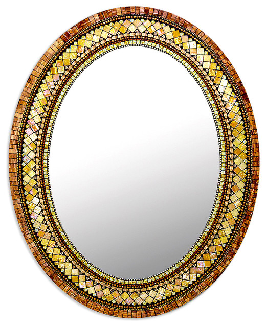 Golden Bronze Mosaic Mirror Traditional Wall Mirrors By Golden Bronze Mosaic Mirror Oval