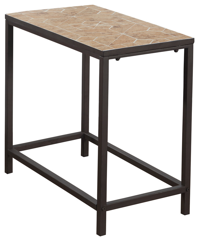 Accent Table Terracotta Tile Top / Hammered Brown Transitional