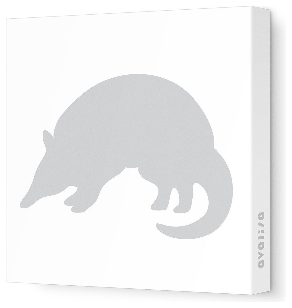 Silhouette - Armadillo Stretched Wall Art, 28" x 28", Gray