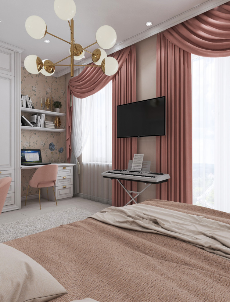 Спальня для девушки пианистки — дизайн нео классика